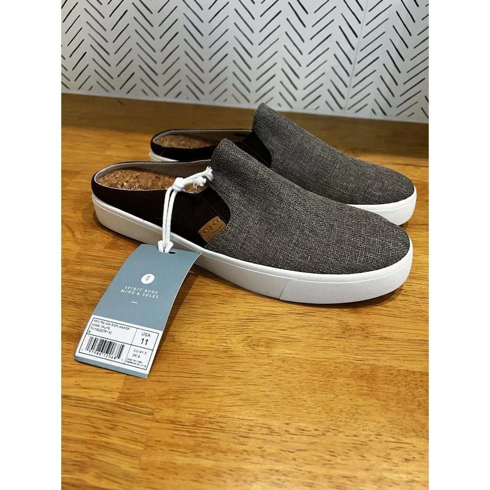 New Revitalign Esplanade Canvas Women's Slip-on Shoes Dark Taupe Size 11b‎